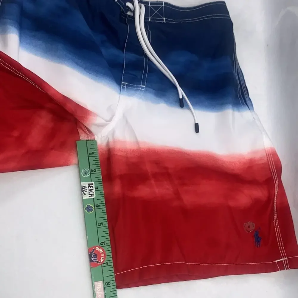 Board Shorts Swim Mesh Liner Red White Blue Polo‎ Ralph Lauren Men's Size Medium